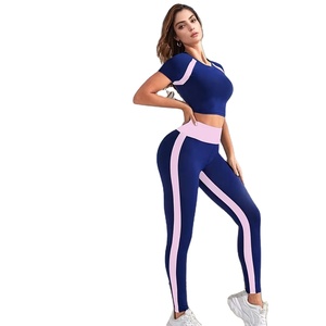 ชุดโยคะผู้หญิงแบบแห้งเร็ว คุณภาพสูง ระบายอากาศดี 2 ชิ้น ผ้าสแปนเด็กซ์/ไนลอน รับสกรีนโลโก้ ดีไซน์ทันสมัย ราคาขายส่ง - Product Image 1
