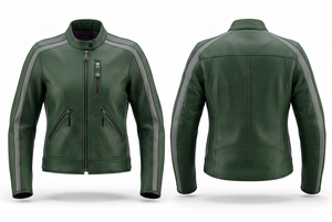 แจ็คเก็ตมอเตอร์ไซค์หนังแท้ดีไซน์ล่าสุด ลายเส้นสีเงิน ซิปปิด ดีไซน์ทันสมัย ขายส่งเสื้อแจ็คเก็ตนักขี่มอเตอร์ไซค์ - Product Image 2