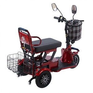 Tricycle électrique double place KS 48V12Ah pliable rouge/gris argenté en acier, scooter de mobilité avec boîte de chargement 110x57x55CM pour seniors - Product Image 3