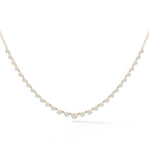14K 18K <b>Solid</b> Gold Rivera Layering Tennis Choker <b>Necklace</b> 18 Inches Graduated Round Cut Lab Grown Diamond Collar For Women Gift - Product Image 1