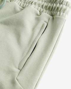 Pantalones Cortos Bermuda de Algodón Verde Claro para Hombre, Casuales, con Cordón, Cintura Media, Color Sólido, Bolsillos, Tejido Transpirable - Product Image 5