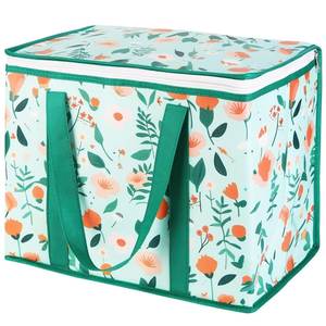 Foldable Thermal Cooler <b>Bag</b> with Custom Logo Printing Zipper Closure Handle <b>20L</b> Capacity for Grocery Shopping Food and Beverage - Product Image 1
