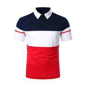 Chemise à manches courtes en coton 100% bleu marine personnalisée, anti-rides, avec poche, col roulé piqué, pour homme, avec design personnalisé - Product Image 4