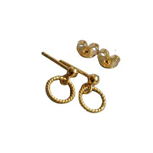 Pendientes de aro cortos de moda de Plata de Ley 925 chapados en oro de 18 quilates para mujeres y niñas Diseño de gota de moda - Product Image 1