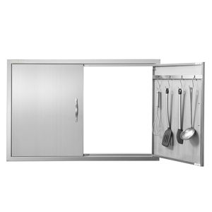 Puerta Doble para Cocina Exterior de 39W x 26H Pulgadas, de Acero Inoxidable, Empotrada, para Acceso a Barbacoa, con Manijas Verticales de Pared - Product Image 1