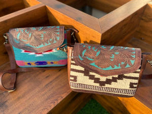 Nouveau concepteur à la main usiné frange aztèque selle couverture sac à main Jacquard Turquoise couleur fronde bohème sacs sacs élégants pour les femmes - Product Image 4