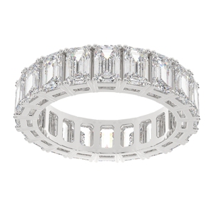 <b>Emerald</b> Cut Moissanite Diamond Full Eternity <b>Band</b> Engagement Gift 925 Sterling Silver <b>Ring</b> Women - Product Image 1