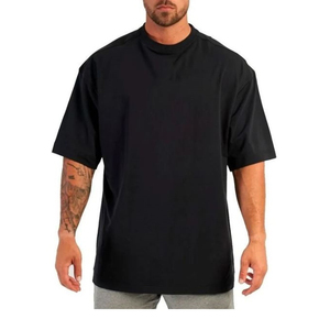 เสื้อยืดคอกลมแขนสั้นสีดำสำหรับผู้ชาย ผ้าฝ้ายเจอร์ซีย์ 100% ทรงปกติ สวมใส่สบาย สีพื้น ผ้าถัก - Product Image 1