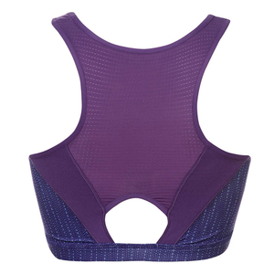 Women's Seamless Sports Bra Scoop Neck Medium Support Dot Pattern Yoga Breathable <b>Mesh</b> <b>Top</b> Purple - Product Image 2