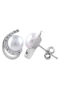 ต่างหูมุกและเพชร CZ เงินแท้ 92.5 รุ่น KLST-30237 - Product Image 3