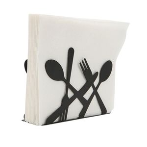 Porte-serviettes en fer de forme originale, design nouveau, finition noire mate, pour la décoration de table et l'extérieur. - Product Image 1