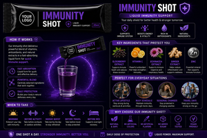 <b>Immunity</b> Liquid <b>Shots</b> Ready to Drink Single Serving Beverage Packets with Convenient Portable Packaging Format Custom Label - Product Image 5