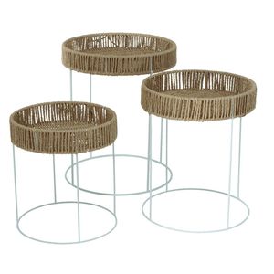 Contemporary Rope Nesting <b>Table</b> Set For Kitchen And Breakfast Area With Stylish Woven Frame And Modern Look - Product Image 4