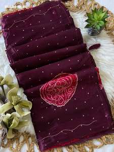Gorgeous Looking Best Fabric Chinon Silk with Bandhani Print & Handwork Saree-Blouse Collection Supplier from Surat Saree <b>Love</b> - Product Image 4