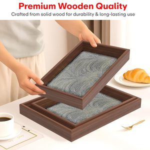 Juego de 3 Bandejas Rectangulares de Madera con Recubrimiento Esmaltado, Bandejas de Servir de Madera para Cocina, Hogar y Restaurante - Product Image 2