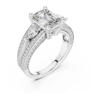 Luxury 925 Sterling Silver Emerald Cut Moissanite <b>Diamond</b> <b>Ring</b> Factory Wholesale Custom Jewelry Manufacturer - Product Image 4