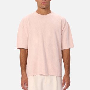 Camiseta de Hombre Oversize de Algodón 100% con Logotipo Personalizado, Color Rosa Claro, Estilo Tejido Liso de la Mejor Calidad - Product Image 5