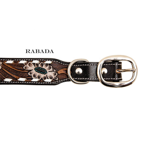 Collar de perro acolchado suave de cuero de vaca de estilo occidental con diseño trenzado y mecanizado a mano tamaño disponible para usos caninos precios bajos - Product Image 4