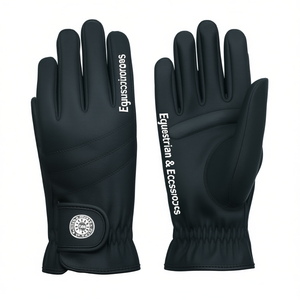 Gants d'équitation extensibles pour femmes, fermeture auto-agrippante, design mi-mollet, cuir synthétique, équipement équestre confortable - Product Image 2