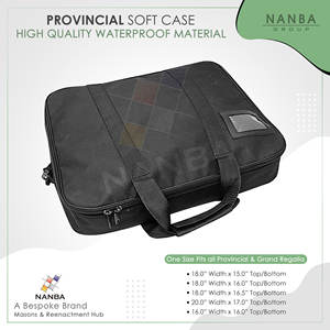 Étui de transport imperméable pour tablier maçonnique, léger, écologique, en tissu Cordura noir souple, avec broderie machine WM/MM pour insignes. - Product Image 2