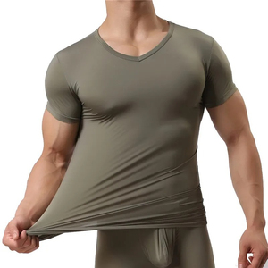 Sous-vêtements pour hommes personnalisés, logo personnalisé, respirant, OEM/ODM, t-shirt sous-vêtement pour hommes toutes saisons - Product Image 4