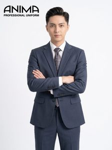 Costume d'affaires gris premium pour homme, résistant aux plis, élégant, ensemble blazer et pantalon de bureau, à motifs - Product Image 5