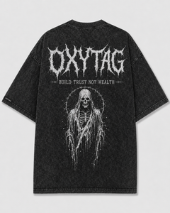 Camiseta Oversize Vintage Personalizada con Lavado Ácido, Algodón Pesado, Estampado Gráfico Streetwear Death Metal Reaper, Fabricante de Camisetas - Product Image 3