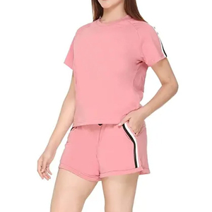 Ensembles décontractés d'été pour femmes : T-shirts et shorts 100 % coton, motifs unis, service OEM/ODM, soldes pour dames - Product Image 4