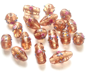 50 Piezas de Cuentas Sueltas de Cristal Lampwork, Cuentas de Vidrio de Múltiples Formas y Tamaños, Color Champán, Cuentas para Pasteles de Boda, Joyería DIY - Product Image 1