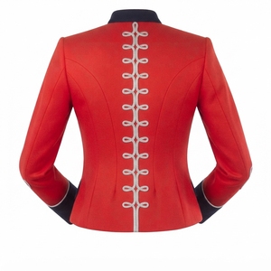 Bold Red Navy <b>Silver</b> Braided Hussar <b>Jacket</b> <b>Women</b> Hungarian Ceremonial Band Coat Napoleonic Style Fit - Product Image 2