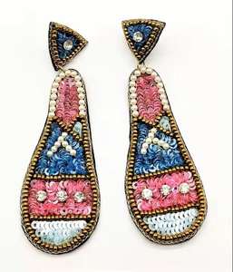 Pendientes colgantes de lujo con cuentas, nueva moda, artesanía de bordado a mano con estilo moderno para India - Product Image 5