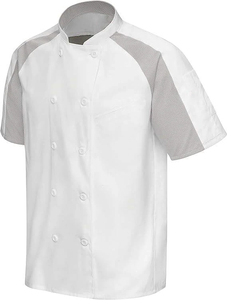 Chemises de chef pour hommes à séchage rapide avec logo personnalisé, grande taille, respirantes, manches courtes, en polyester - Product Image 5