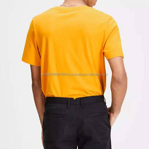 Vente en gros de chemises pour hommes de qualité supérieure, prix bas, grandes tailles, 100% coton, couleur jaune, col rond, été - Product Image 4