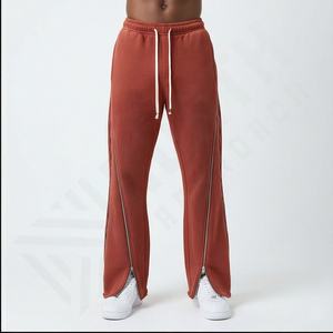 Jambe droite Joggers homme Baggy Jogging ample surdimensionné Vintage lavage à l'acide ourlet ouvert évasé droit pantalons de survêtement pantalons d'hiver - Product Image 2