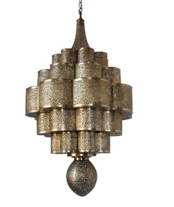 Lámpara Colgante Moderna de Latón, Estilo Nórdico, Industrial, de Techo, con Estructura de Madera y Metal Martillado - Product Image 4
