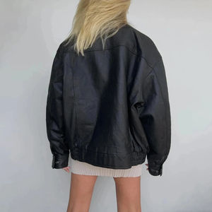 Chaqueta de Cuero Genuino para Mujer, Estilo Urbano Casual, Color Sólido, Alta Calidad, Resistente al Viento y Transpirable - Product Image 6