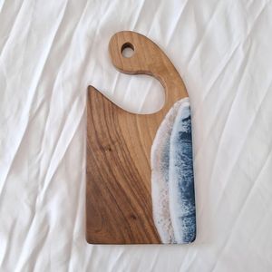 Tabla de cortar de madera natural y resina epoxi, hecha a mano por artesanos, tabla de picar para cocina, preparación de alimentos y servir. - Product Image 6