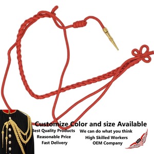 Aiguillette d'épaule en soie rouge pour robe, cordon d'aiguillette - Product Image 2