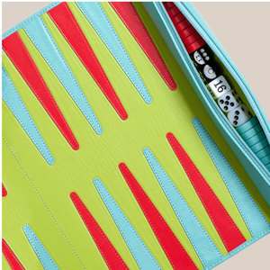 Juego de Backgammon Portátil, Tablero de PU Multicolor con Dados, para 2 Jugadores, Tamaño de Viaje, Diseño Duradero - Product Image 4