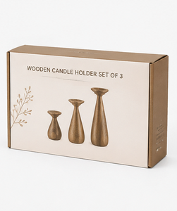 Ensemble de 3 porte-bougies en bois massif faits à la main, support à bougies en bois, centre de table décoratif, décoration d'intérieur - Product Image 5