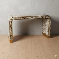Meilleur prix, table console en teck de haute qualité, incrustation en bois, meubles faits à la main pour le hall et l'entrée, décoration intérieure