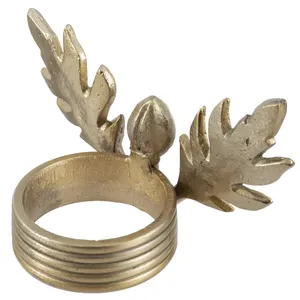Modern Leaf Shape Eco-Friendly Napkin Rings Zinc Alloy Durable Party Table Decoration 5 Cm Width Lavie Creations - Product Image 2