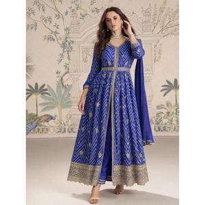 Vestido Anarkali de Diseñador Sayuri Sakshi, en Seda Chinon con Bordado y Estampado Digital, Compre Directamente del Proveedor - Product Image 1