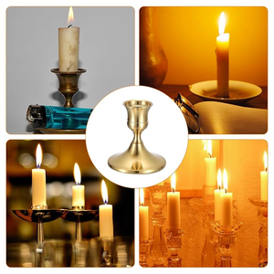 Gold Finish Metal Candle <b>Holder</b> Decorative Tabletop <b>Candlestick</b> Stand for Home Wedding and Event Decoration - Product Image 5