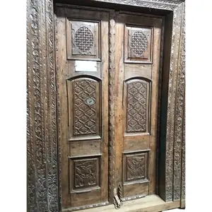 الباب الأمامي القديم الهندي سوينغ الآسيوية خشب متين الخارجي خشبية خمر الأبواب القياسية حجم تخصيص اللون الشد والجذب النهائي