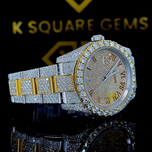 Montre de luxe de qualité supérieure, très vendue, en acier inoxydable, quartz automatique, verre saphir, résistante à l'eau, avec diamants moissanite - Product Image 1