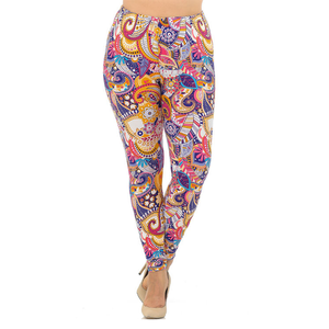 High Waisted Full Length Printed Paisley Pattern <b>Leggings</b> <b>Women's</b> Stretch Knitted Casual Pants All Seasons - Product Image 1