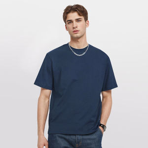 Camiseta de algodón de punto con cuello redondo de moda, con logotipo personalizado en la parte delantera, transpirable, fabricante mayorista OEM - Product Image 3