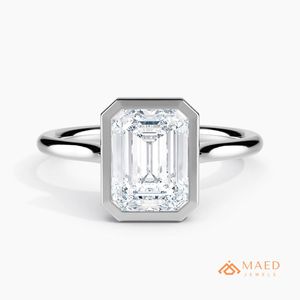 Luxury <b>Emerald</b> Cut <b>Ring</b> for Women Sterling <b>Silver</b> Bezel Set Wedding Anniversary Engagement Jewelry Elegant Gift USA - Product Image 1