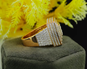14K Yellow <b>Gold</b> Plated Men's Sterling Silver Vintage Cut Moissanite <b>Ring</b> 925 Silver Hip Hop Party Statement Jewelry - Product Image 6